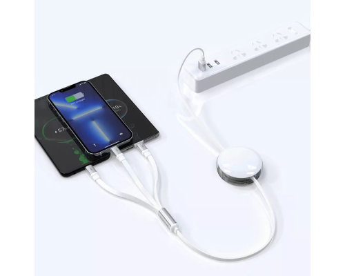 Кабель Proove Triple Connection 3в1 USB-A to Type-C+USB-A to Micro USB+USB-A to Lightning 15W 3A 1.2м white PLS-00-00121434