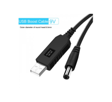Кабель для роутера USB to DC 5.5 x 2.1мм 9V 1м black PLS-00-00101357