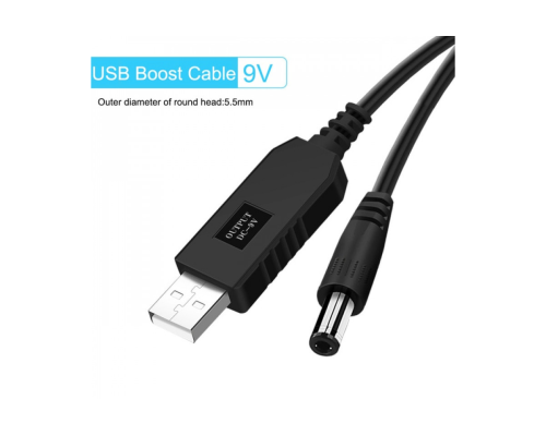 Кабель для роутера USB to DC 5.5 x 2.1мм 9V 1м black PLS-00-00101357
