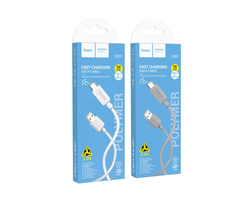 Кабель Hoco X107 USB-A to Type-C 15W 3A 1м gray PLS-00-00135545