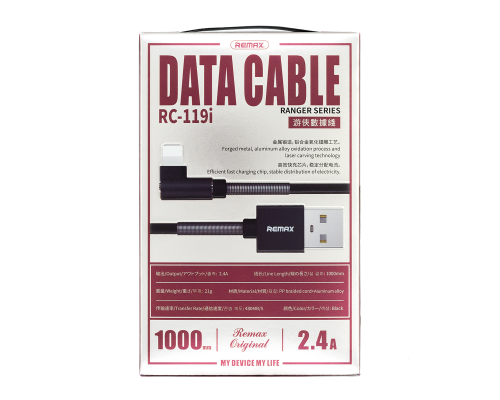 Кабель Remax RC-119i USB-A to Lightning 12W 2.4A 1м black PLS-00-00021306