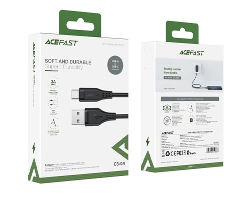 Кабель Acefast C3-04 USB-A to Type-C 15W 3A 1.2м black PLS-00-00124421