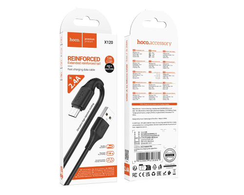 Кабель Hoco X120 USB-A to Micro USB 12W 2.4A 1м black PLS-00-00146892
