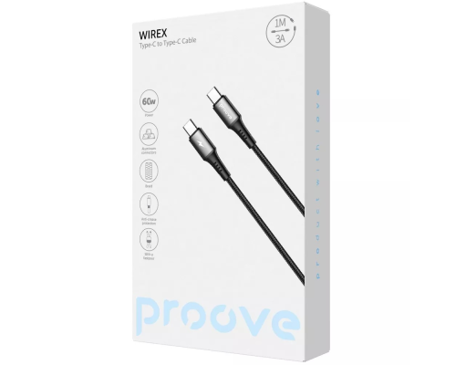 Кабель Proove WireX Type-C to Type-C 60W 3A 1м black PLS-00-00149408