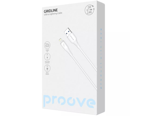 Кабель Proove GridLine USB-A to Lightning 12W 2.4A 1м white PLS-00-00147565