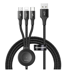 Кабель Baseus Combo 4в1 A to Micro USB+A to Lightning+A to C+Apple Watch Star Ring Series 15W 3.5A 1.2м (CA1T4-I0G) gray PLS-00-00139552