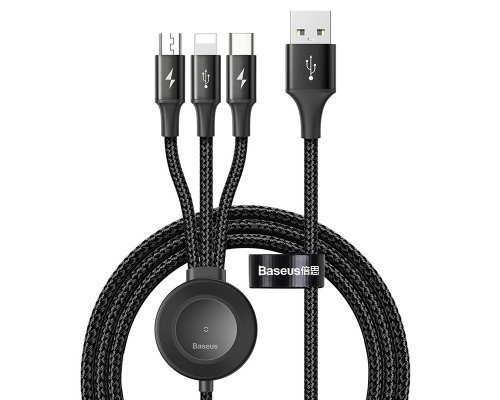 Кабель Baseus Combo 4в1 A to Micro USB+A to Lightning+A to C+Apple Watch Star Ring Series 15W 3.5A 1.2м (CA1T4-I0G) gray PLS-00-00139552
