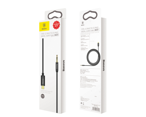 Audio кабель AUX Baseus Yiven M01 Type-C to 3.5мм 1.2м (CAM01-01) black PLS-00-00051495