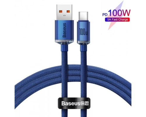 Кабель Baseus Crystal Shine Series USB-A to Type-C 100W 6A 2м (CAJY000503) blue PLS-00-00089098