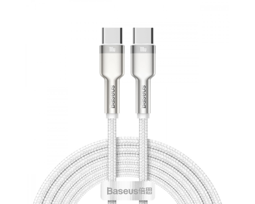 Кабель Baseus Cafule Metal Type-C to Type-C 100W 5A 2м (CATJK-D02) white PLS-00-00061036