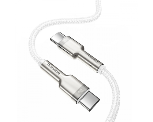 Кабель Baseus Cafule Metal Type-C to Type-C 100W 5A 2м (CATJK-D02) white PLS-00-00061036