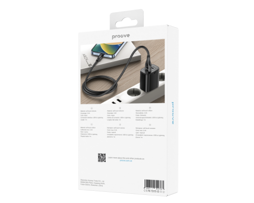 Кабель Proove Soft Silicone USB-A to Lightning 12W 2.4A 1м black PLS-00-00112637