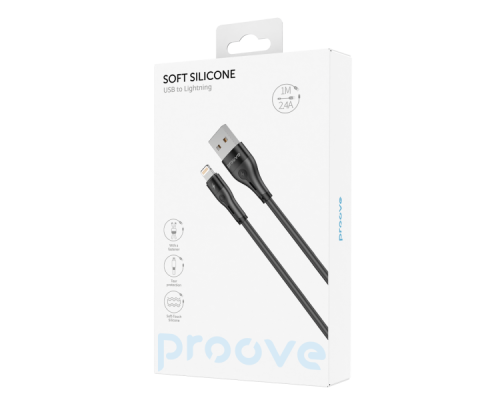 Кабель Proove Soft Silicone USB-A to Lightning 12W 2.4A 1м black PLS-00-00112637