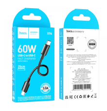 Кабель Hoco X96 Type-C to Type-C 60W 3A 0.25м black PLS-00-00123574