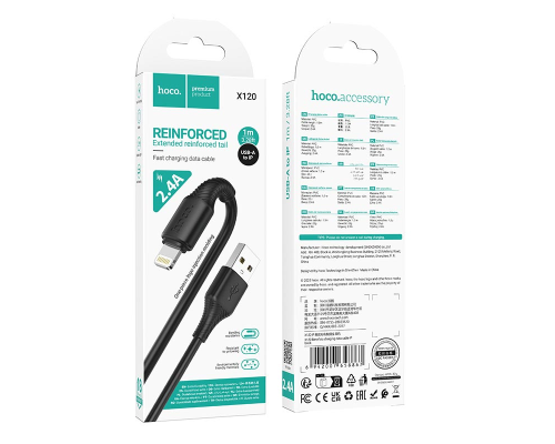 Кабель Hoco X120 USB-A to Lightning 12W 2.4A 1м black PLS-00-00146893