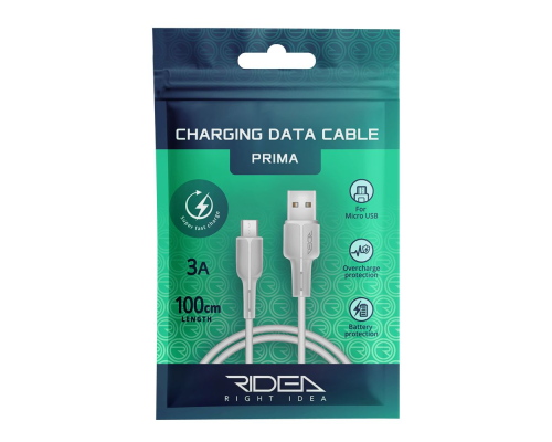 Кабель Ridea RC-M111 Prima USB-A to Micro USB 15W 3A 1м white PLS-00-00115731