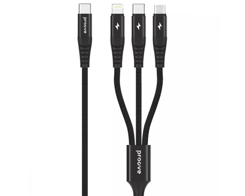Кабель Proove Hydra 3в1 Type-C + Micro USB + Lightning 15W 3A 1.2м black PLS-00-00137815