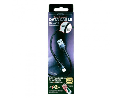 Кабель Remax RC-124a USB-A to Type-C 2.4A 1м black PLS-00-00050515