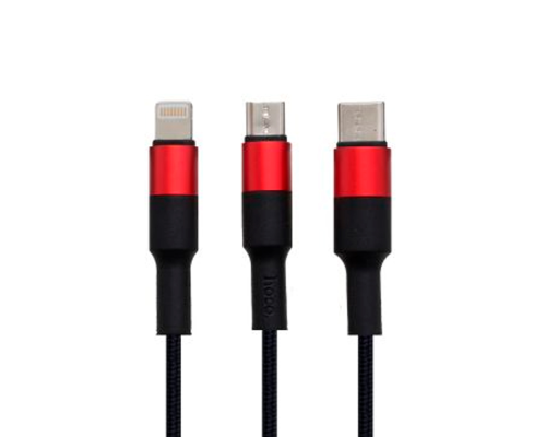 Кабель Hoco X26 3в1 2A 1м black red PLS-00-00051303