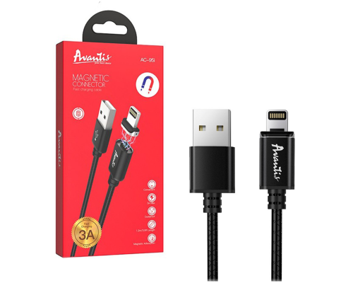 Кабель Avantis AC95i MagJet USB-A to Lightning 15W 3A 1м black PLS-00-00091449