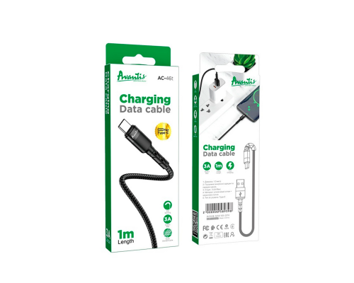 Кабель Avantis AC46t USB-A to Type-C 15W 3A 1м black PLS-00-00091434