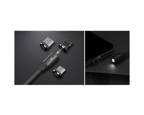 Кабель Remax RC-095i Magnetic USB-A to Lightning 1м gray PLS-00-00016563