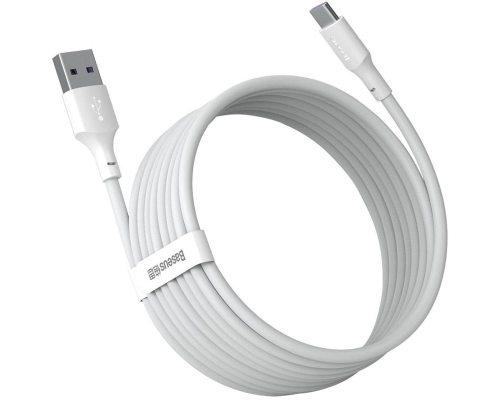 Кабель Baseus Simple Wisdom USB-A to Type-C 40W 5A 1.5м white (2pcs/set) PLS-00-00057238