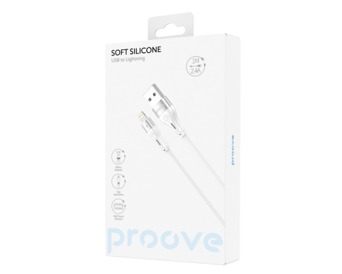 Кабель Proove Soft Silicone USB-A to Lightning 12W 2.4A 1м white PLS-00-00112638