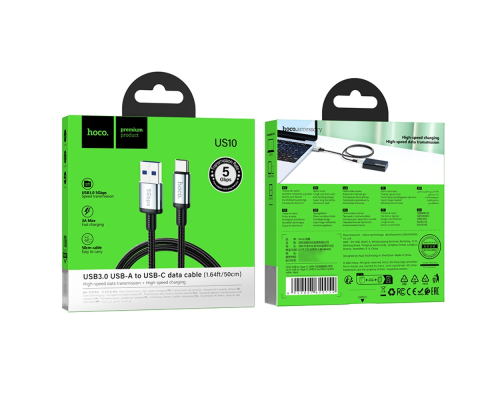 Мультимедійний кабель Hoco US10 USB-A to Type-C3.0 5Gbit/s 0.5м black PLS-00-00135570