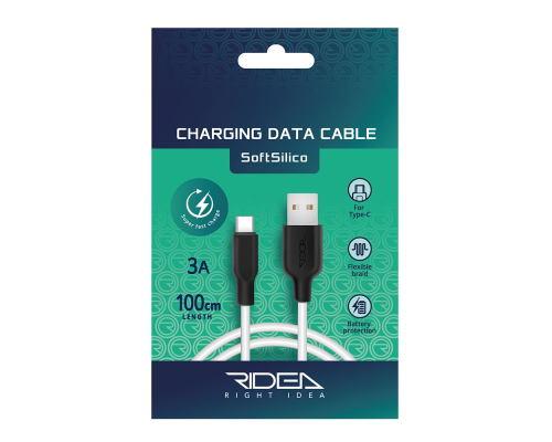 Кабель Ridea RC-M124 Soft USB-A to Type-C 15W 3A 1м black white PLS-00-00104446