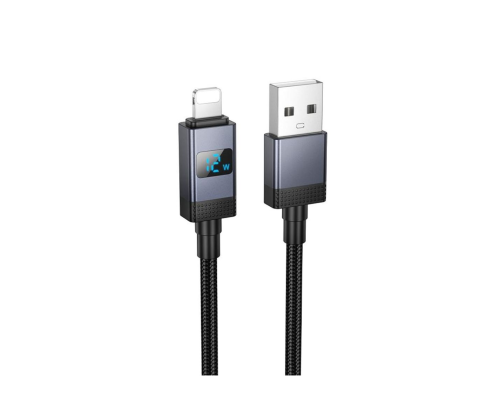 Кабель Hoco X118 USB-A to Lightning з дисплеєм 12W 2.4A 1м black PLS-00-00154609
