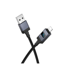 Кабель Hoco X118 USB-A to Lightning з дисплеєм 12W 2.4A 1м black PLS-00-00154609