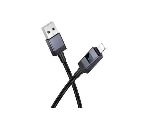 Кабель Hoco X118 USB-A to Lightning з дисплеєм 12W 2.4A 1м black PLS-00-00154609