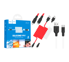 Кабель Hoco X21 Silicone USB-A to Lightning 12W 2.4A 1м black white PLS-00-00050393