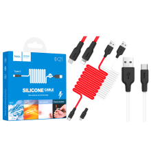 Кабель Hoco X21 Silicone USB-A to Lightning 12W 2.4A 1м black white PLS-00-00050393