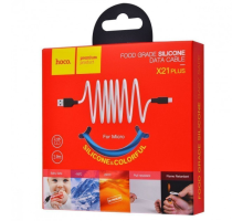 Кабель Hoco X21 Plus Silicone USB-A to Micro USB 12W 2.4A 1м black blue PLS-00-00053504