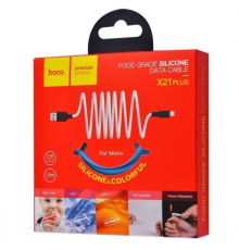 Кабель Hoco X21 Plus Silicone USB-A to Micro USB 12W 2.4A 1м black blue PLS-00-00053504
