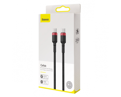 Кабель Baseus Cafule Type-C to Type-C PD+QC3.0 100W 5A 2м (CATKLF-AL91) black red PLS-00-00061038