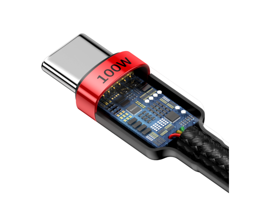 Кабель Baseus Cafule Type-C to Type-C PD+QC3.0 100W 5A 2м (CATKLF-AL91) black red PLS-00-00061038