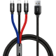 Кабель Baseus Three Primary Colors 3в1 18W 3.5A 1.2м black PLS-00-00060693