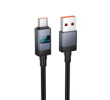 Кабель Hoco X118 USB-A to Type-C з дисплеєм 15W 3A 1м black PLS-00-00154610