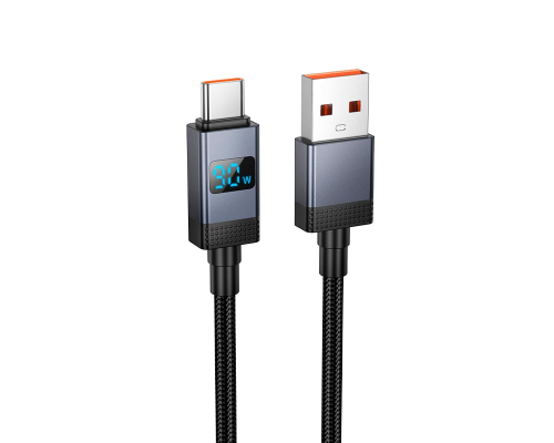 Кабель Hoco X118 USB-A to Type-C з дисплеєм 15W 3A 1м black PLS-00-00154610