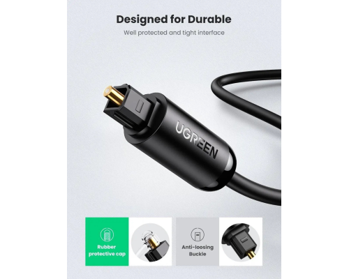 Audio кабель AUX Ugreen AV122 S PDIF male to S PDIF male, Toslink 2м black PLS-00-00173860