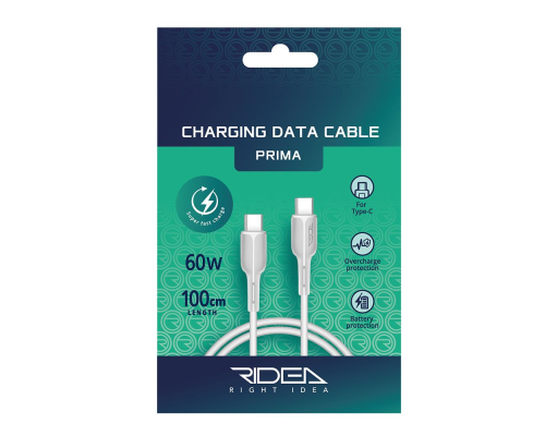 Кабель Ridea RC-M221 Prima Type-C to Type-C 60W 3A 1м white PLS-00-00104448