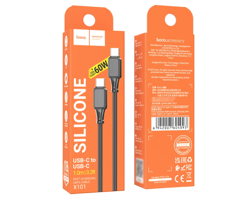 Кабель Hoco X101 Type-C to Type-C 60W 3A 1м black PLS-00-00137817