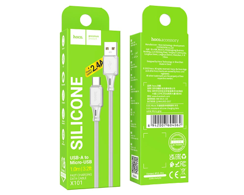 Кабель Hoco X101 USB-A to Micro USB 12W 2.4A 1м gray PLS-00-00141103
