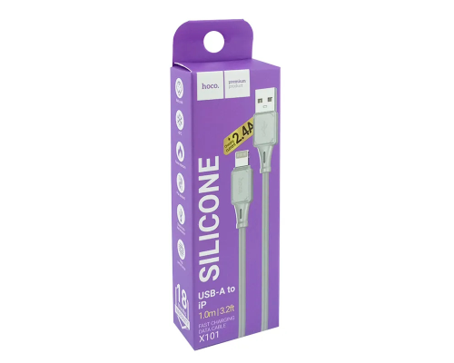 Кабель Hoco X101 USB-A to Lightning 12W 2.4A 1м gray PLS-00-00145667
