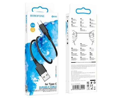 Кабель Borofone BX80 USB-A to Type-C 2.4A 1м black PLS-00-00128720