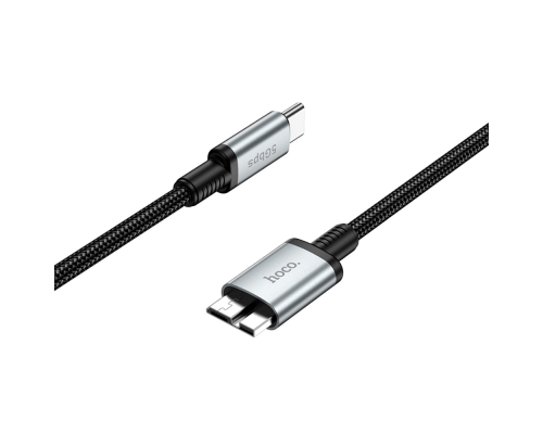 Мультимедійний кабель Hoco US10 Type-C to Micro USB3.0 5Gbit/s 0.5м black PLS-00-00135579
