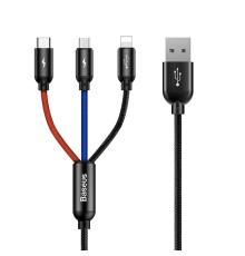 Кабель Baseus Three Primary Colors 3в1 18W 3.5A 0.3м black PLS-00-00079856